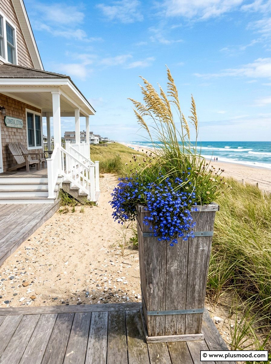 Coastal tall outdoor planter - 25 summer tall planter ideas
