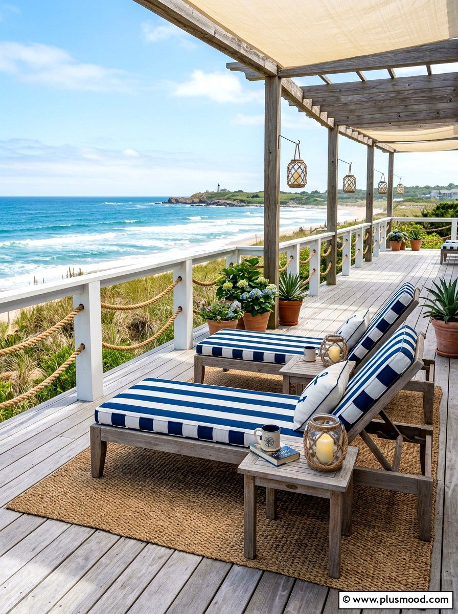 Coastal theme outdoor deck - 25 late summer patio decor ideas