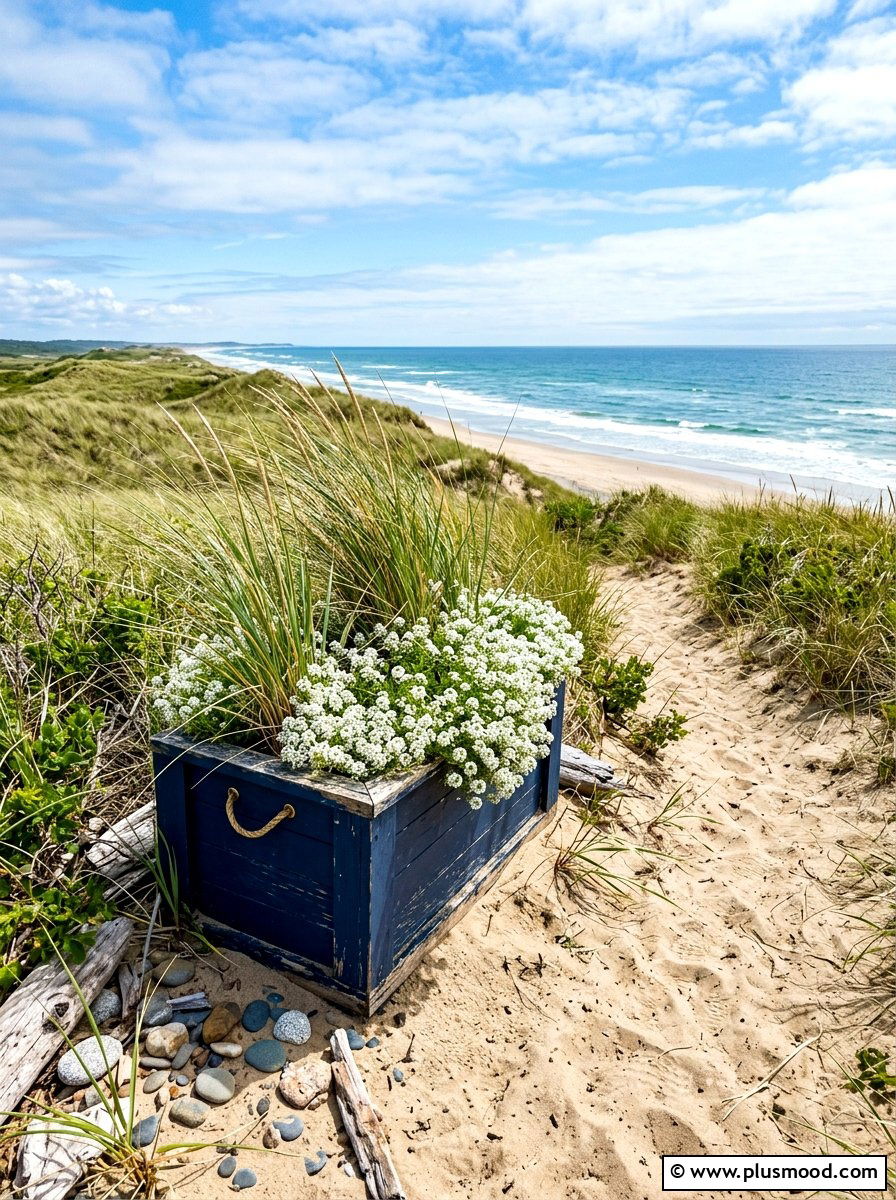 Coastal theme planter - 25 summer planter box ideas