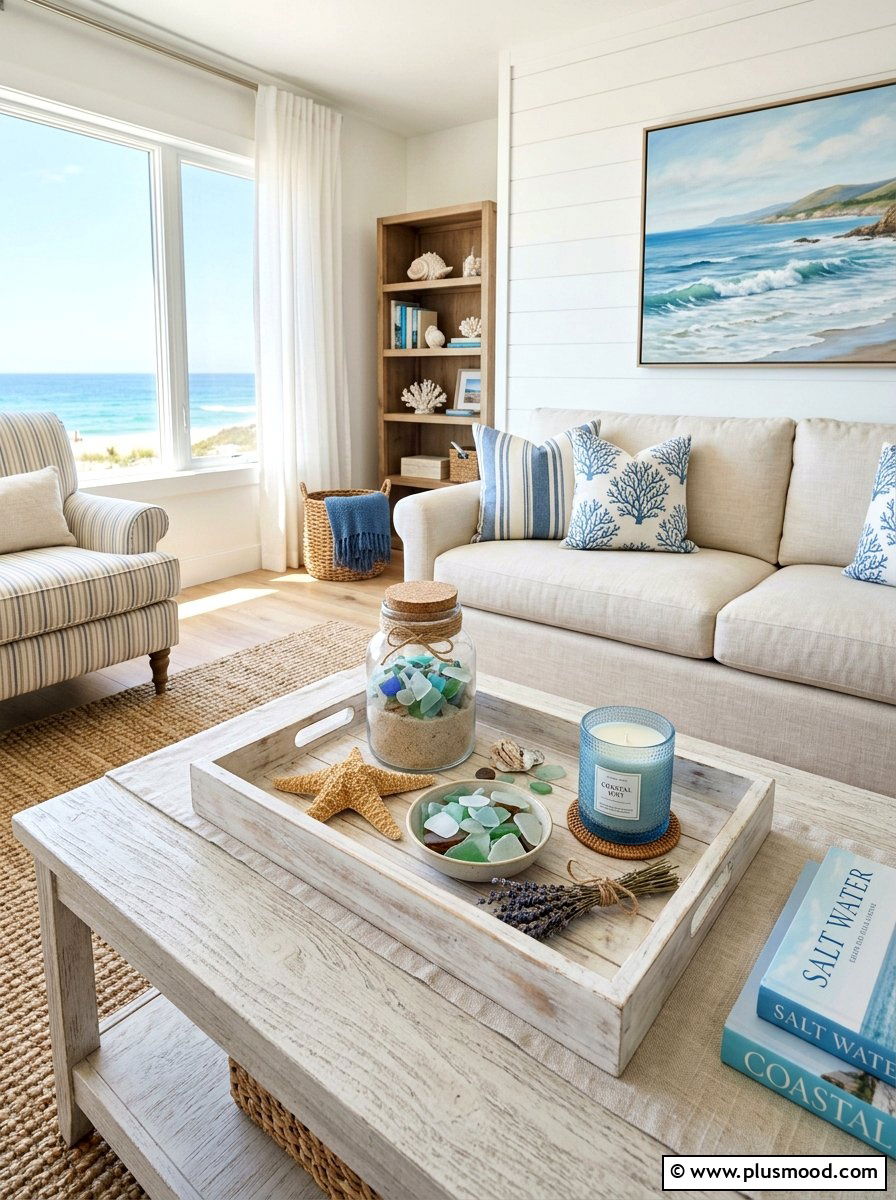 Coastal tray living room - 25 summer tray decor ideas for living room