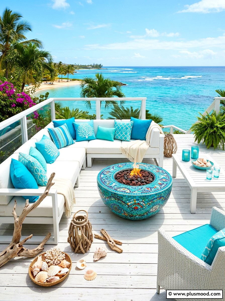 Coastal turquoise patio - 25 summer patio color ideas