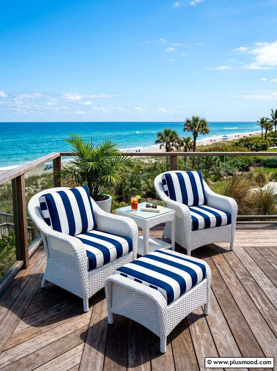Coastal wicker seating - 25 summer cozy poolside nook ideas