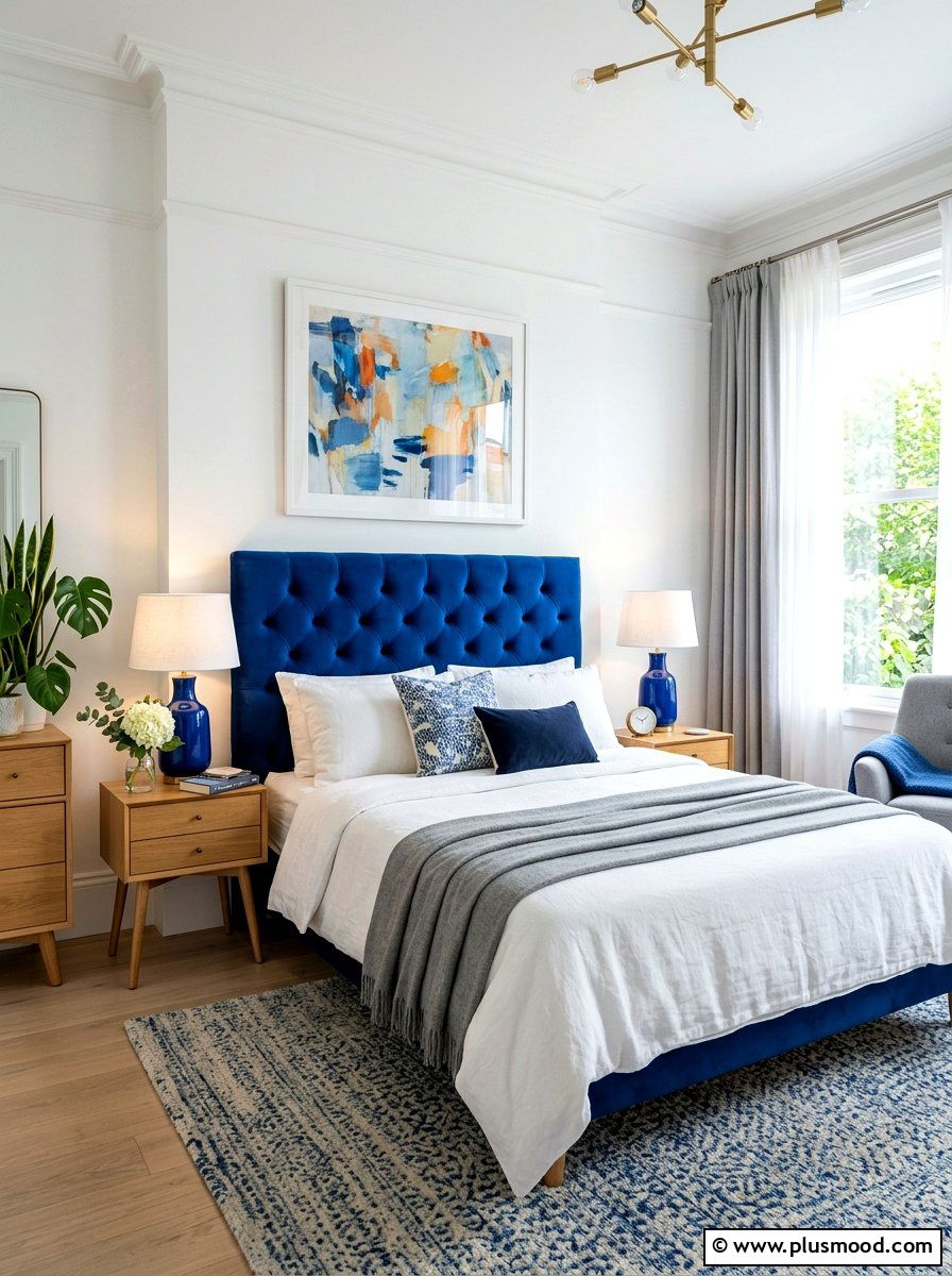 Cobalt Blue Accent Bedroom - 25 blue summer bedroom ideas