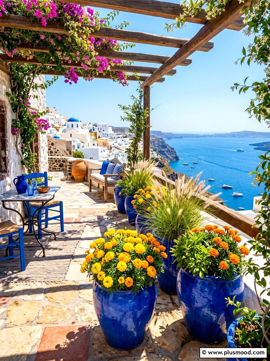 Cobalt Blue Mediterranean Patio - 25 summer blue planter styling ideas