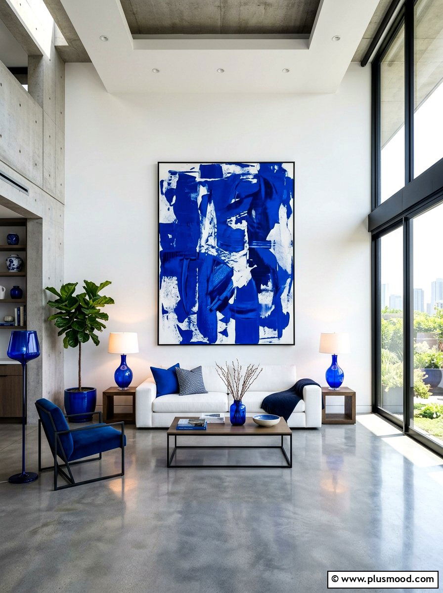 Cobalt blue living room - 25 blue summer living room ideas