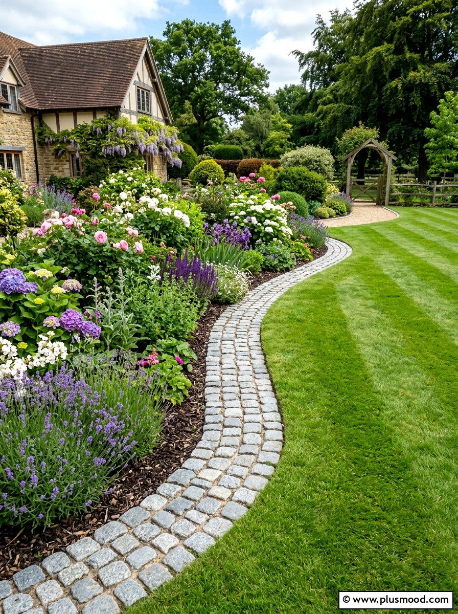 Cobblestone Edge For Flower Beds - 25 small backyard ideas with pavers