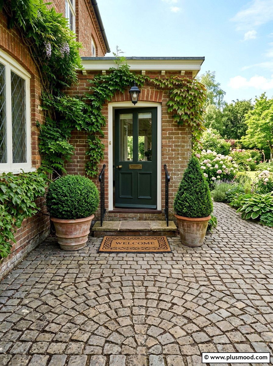 Cobblestone Entryway - 25 small backyard ideas with cobblestone