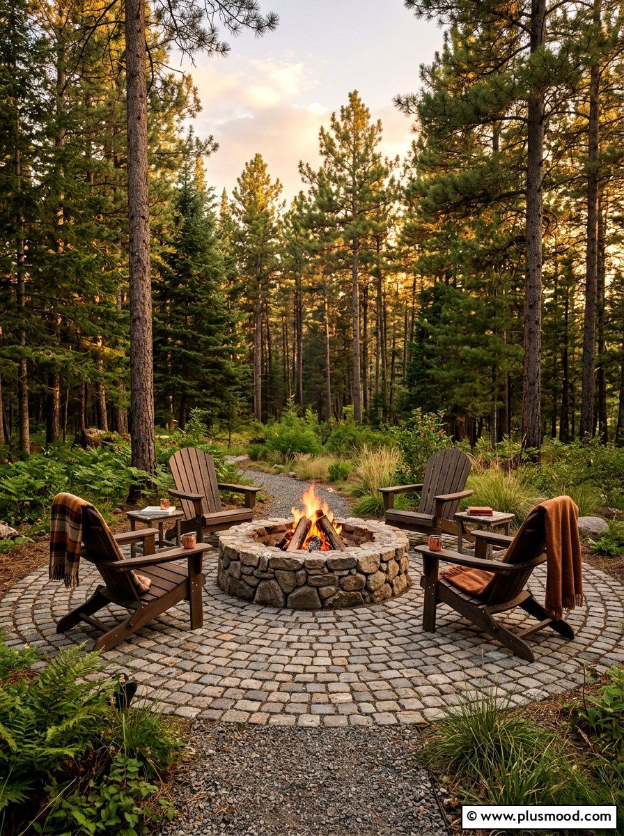 Cobblestone Fire Pit Area - 25 small backyard ideas with cobblestone