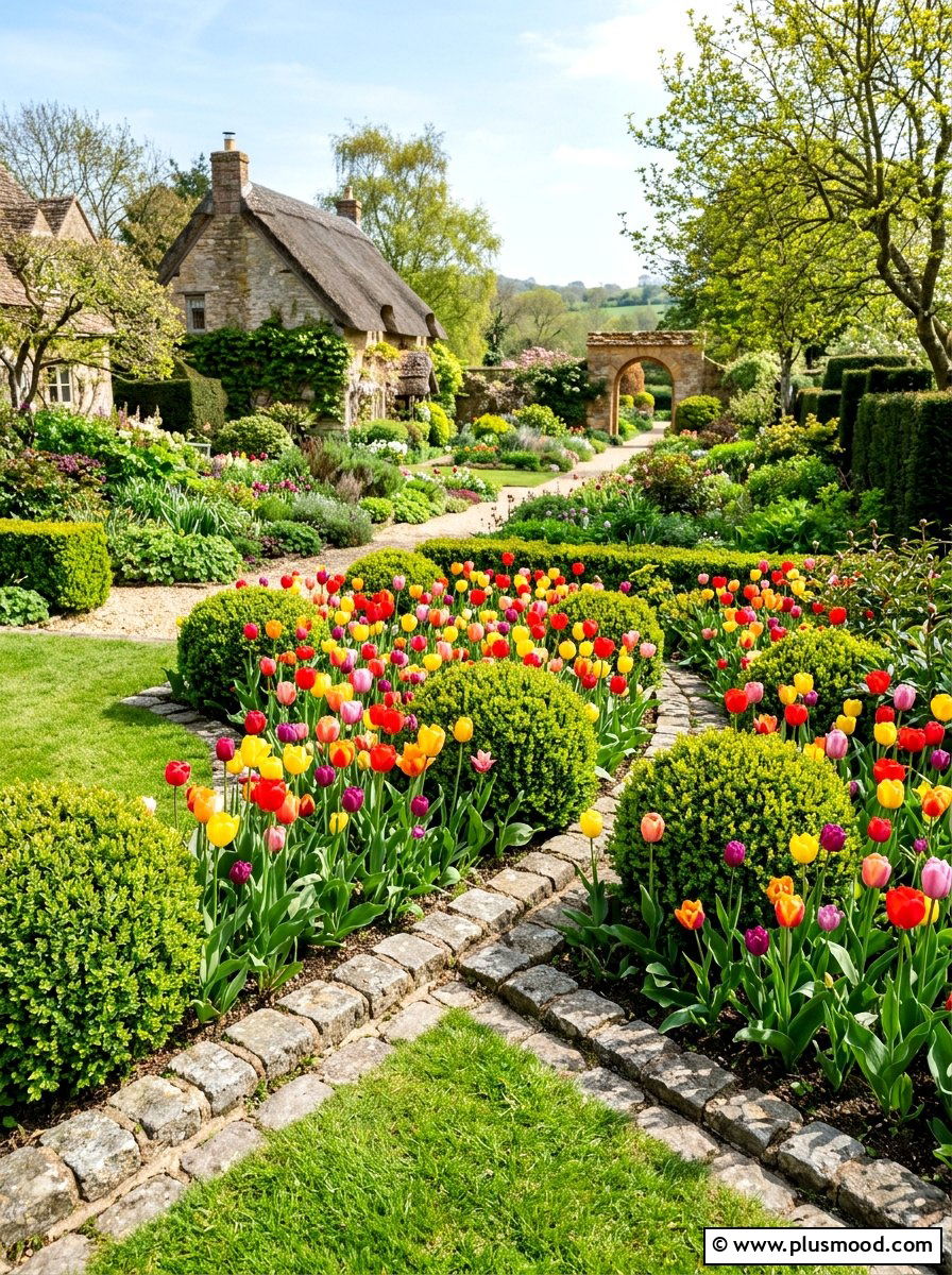 Cobblestone Flower Bed Edging - 25 small backyard ideas with cobblestone