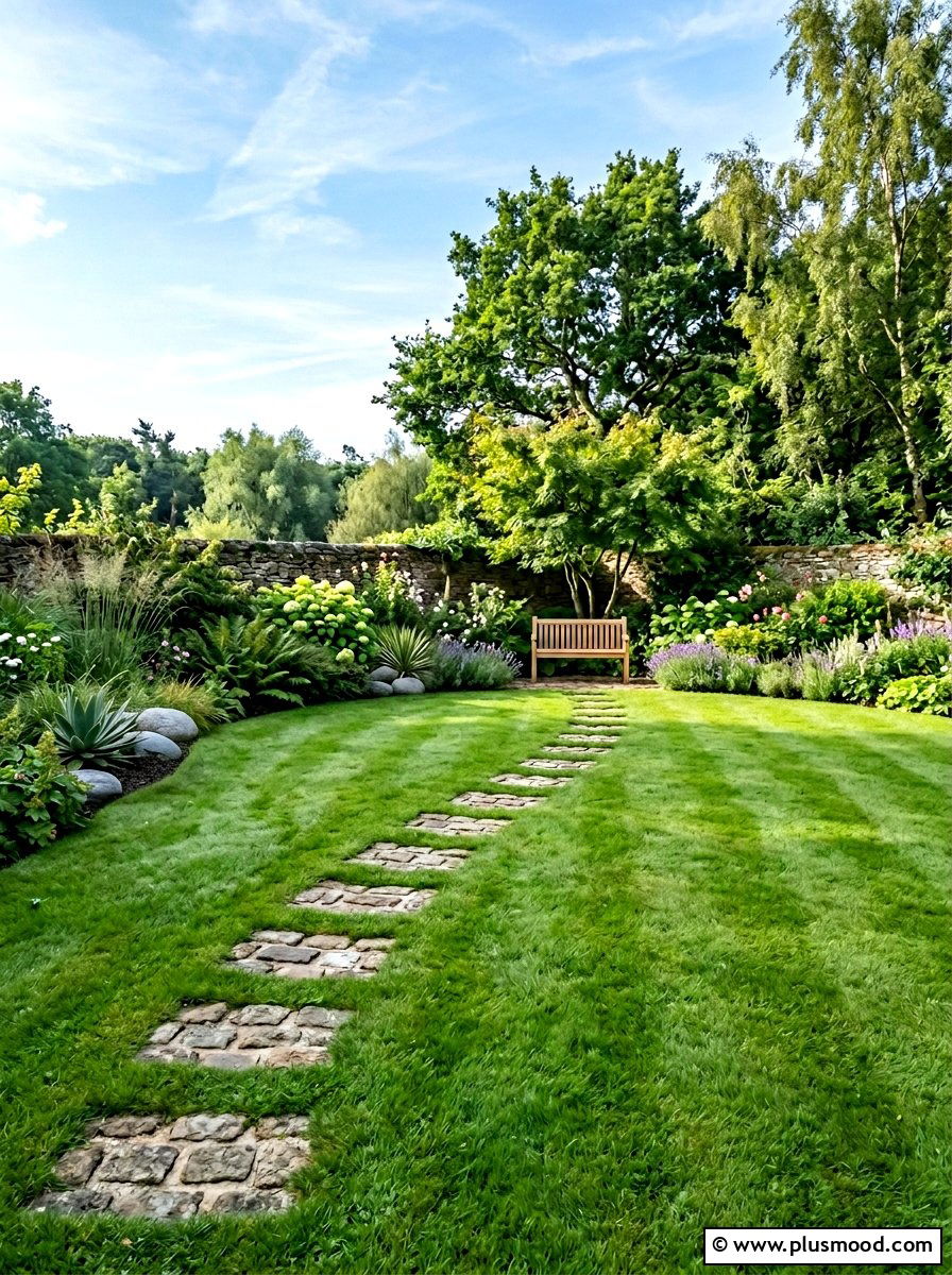 Cobblestone Stepping Stones - 25 small backyard ideas with cobblestone