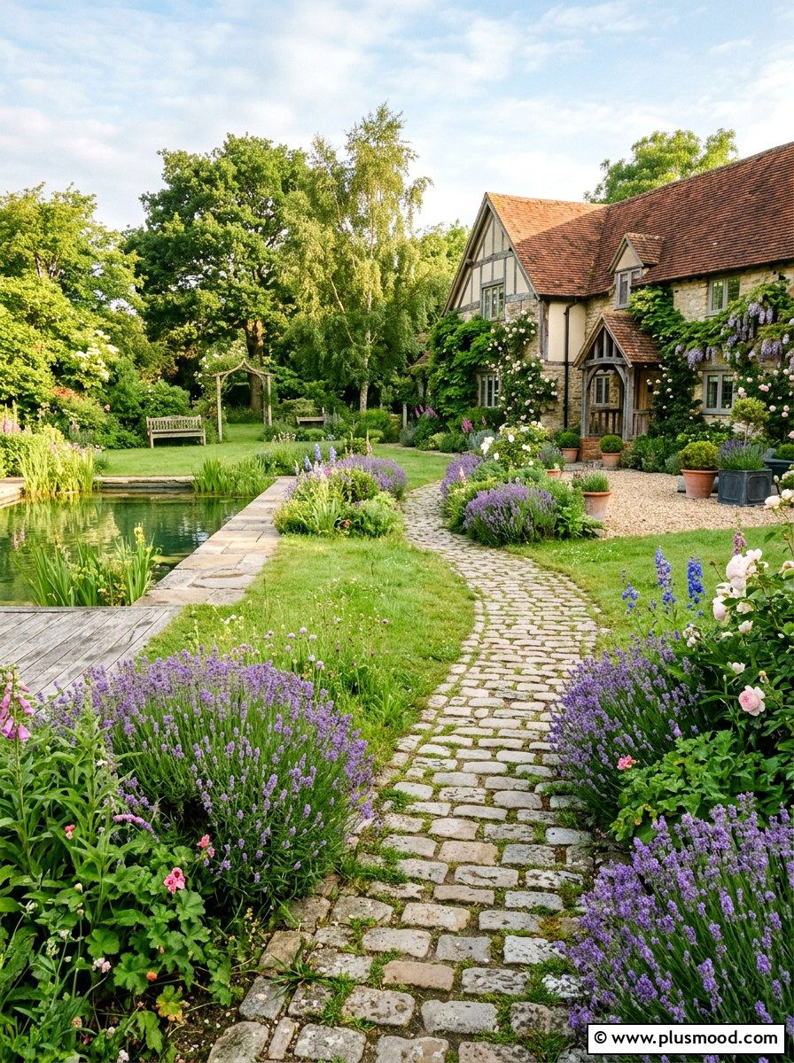 Cobblestone pool path - 25 pool landscaping ideas with natural stone