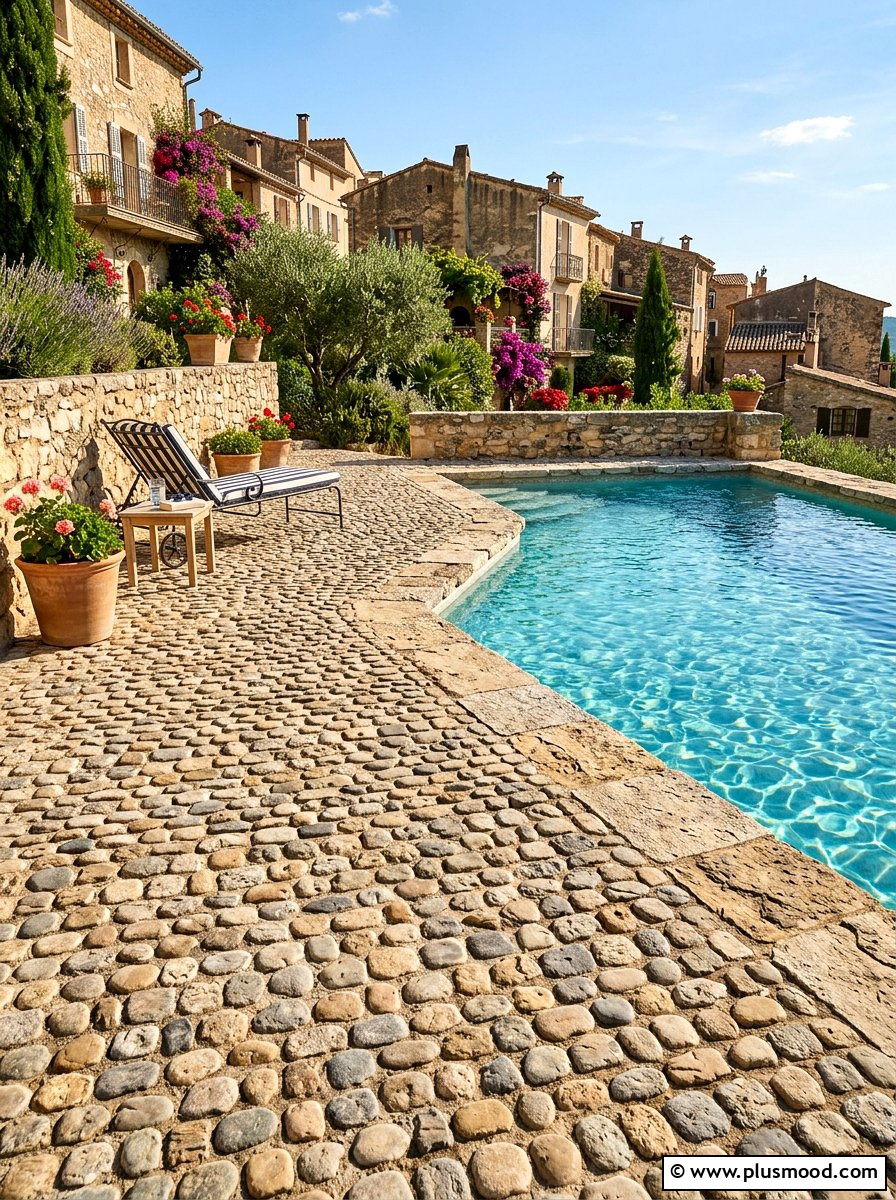 Cobblestone pool surround