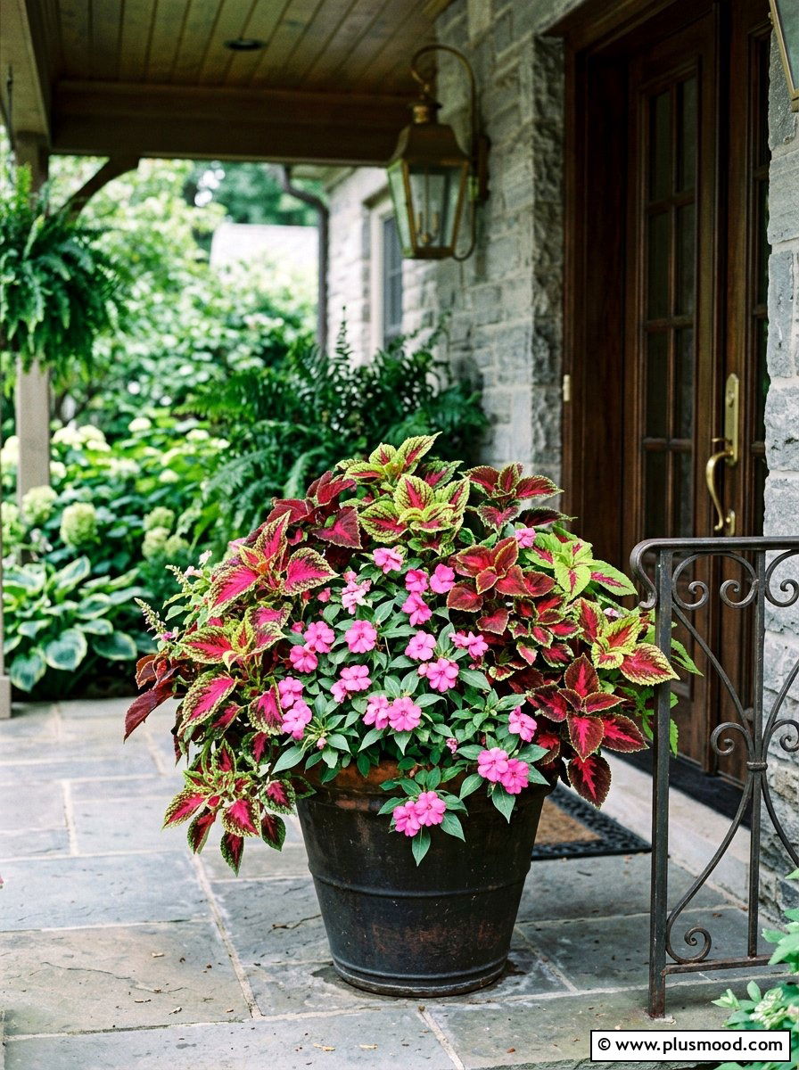 Coleus And Impatiens Shady Porch - 25 summer flower pot arrangement ideas for front porch