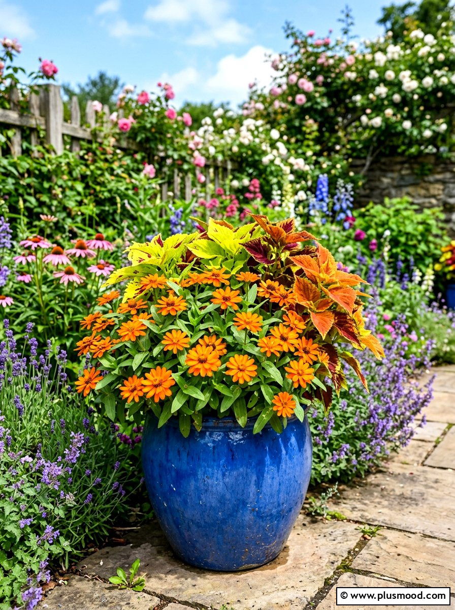 Coleus And Zinnia Summer Sun Pot - 25 summer planters with coleus ideas