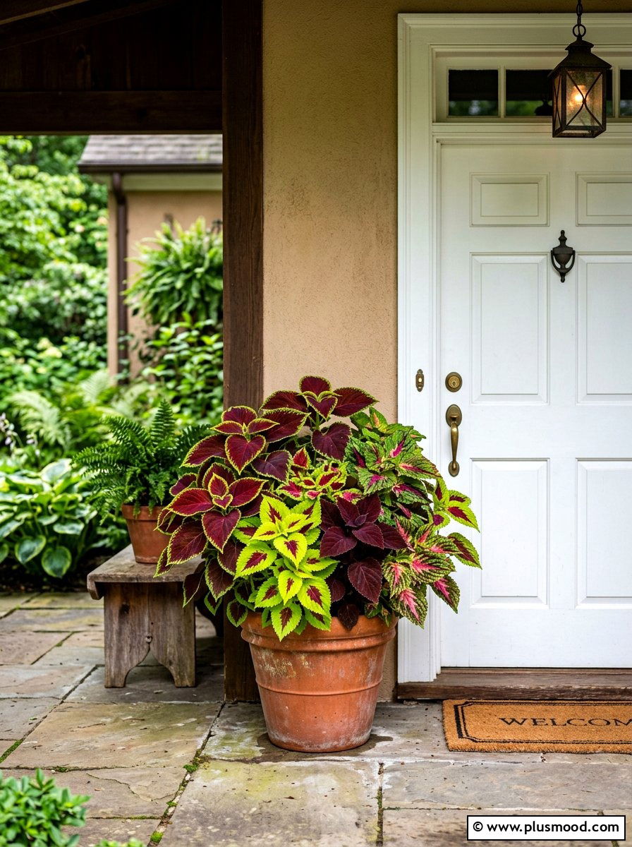Coleus Mix Shady Doorway Planter - 25 summer container ideas for front door