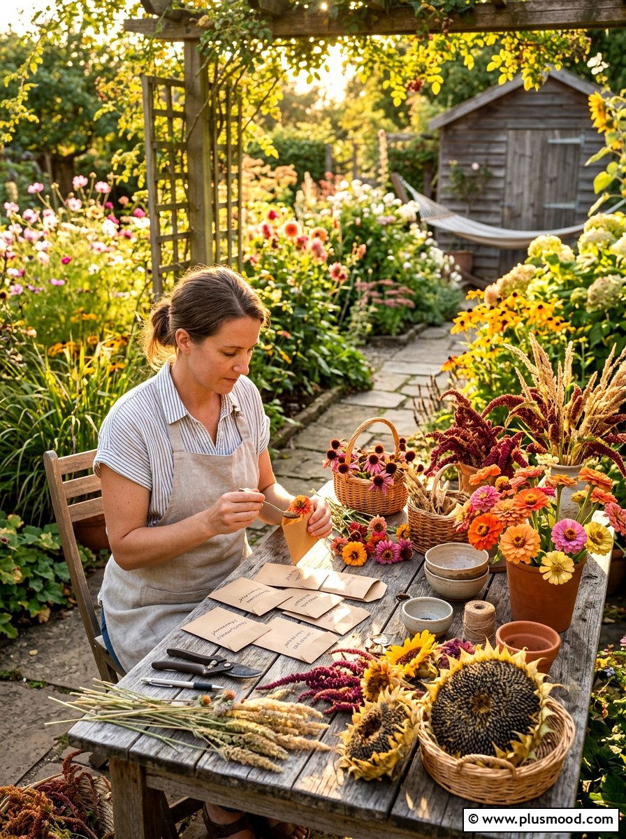 Collecting Flower Seeds - 25 end of summer garden cleanup ideas