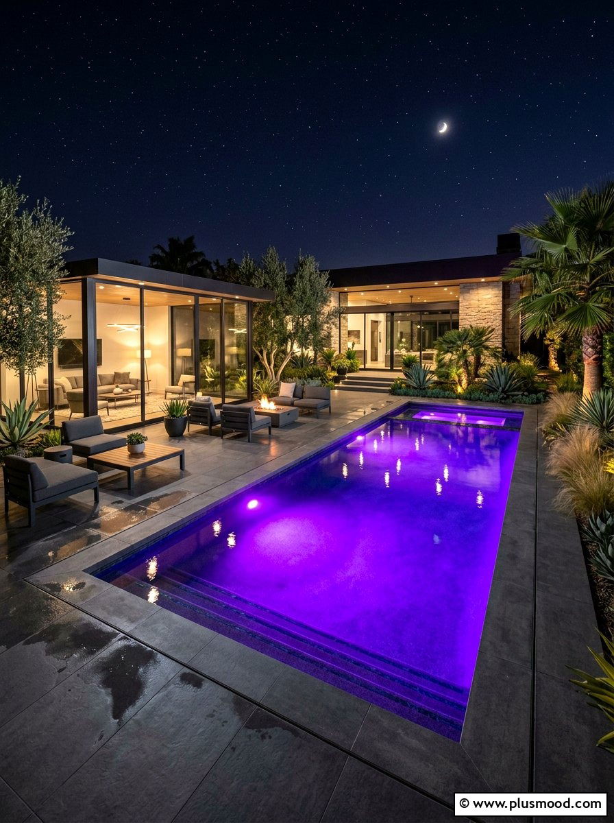 Color Changing Underwater Light - 25 summer pool lighting ideas