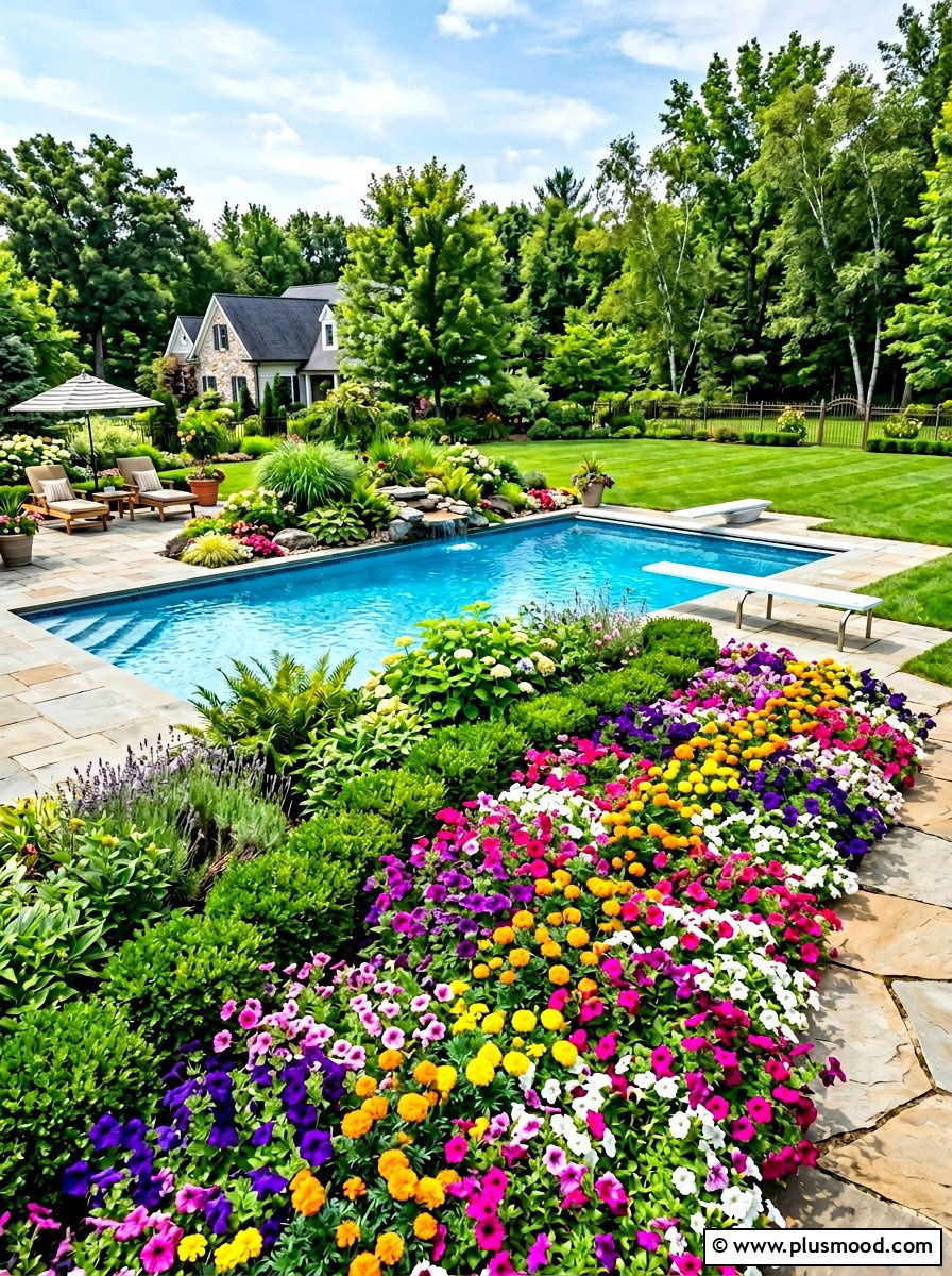 Color Rich Flower Bed - 25 pool landscaping ideas with plants