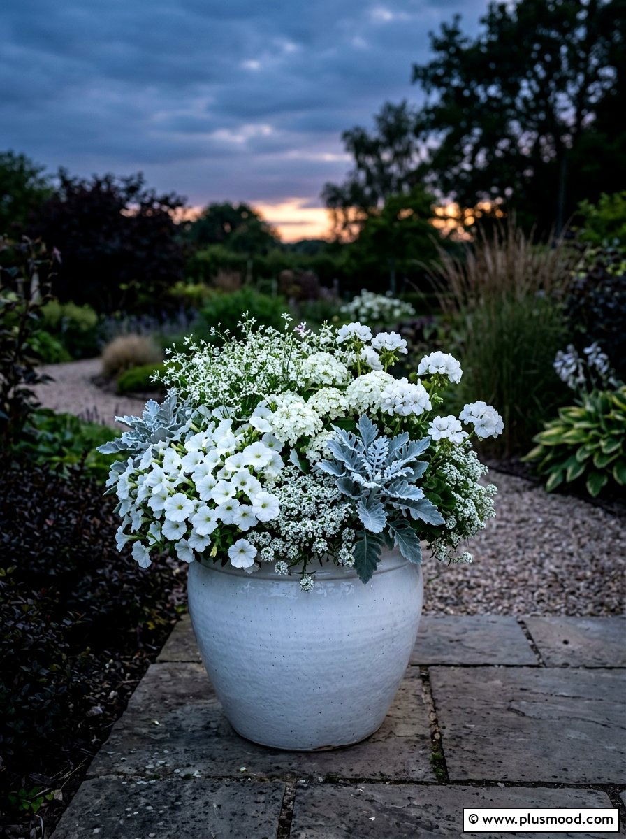 Color themed flower pot - 25 small backyard ideas with container garden