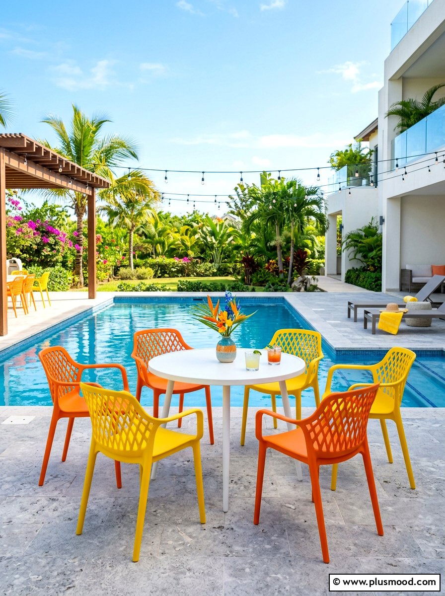 Colorful Accent Chairs - 25 summer poolside dining ideas