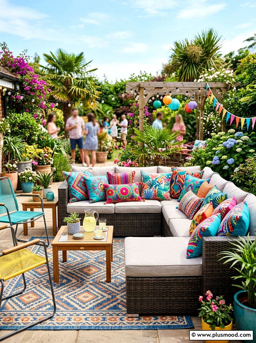 Colorful Accent Pillows - 25 simple summer patio ideas