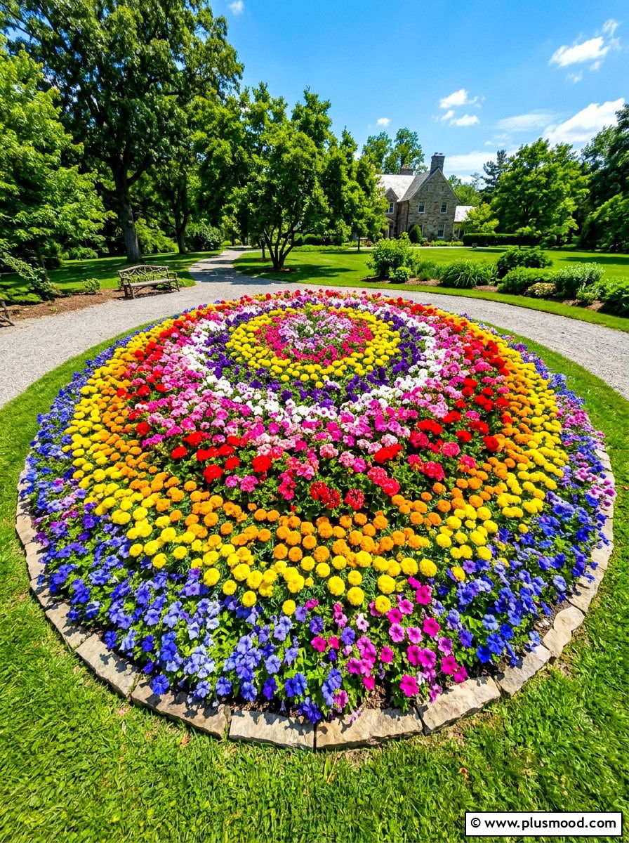 Colorful Annual Bed - 25 summer backyard flower bed ideas