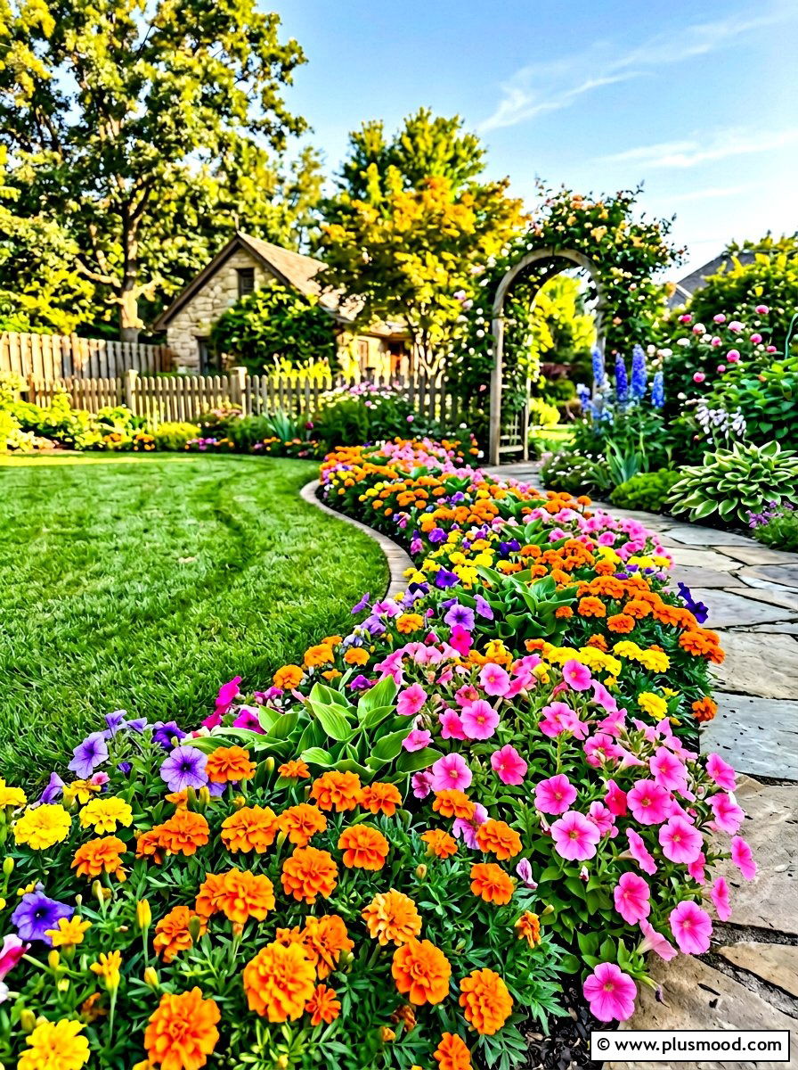 Colorful Annual Summer Flower Bed - 25 summer flower bed border ideas