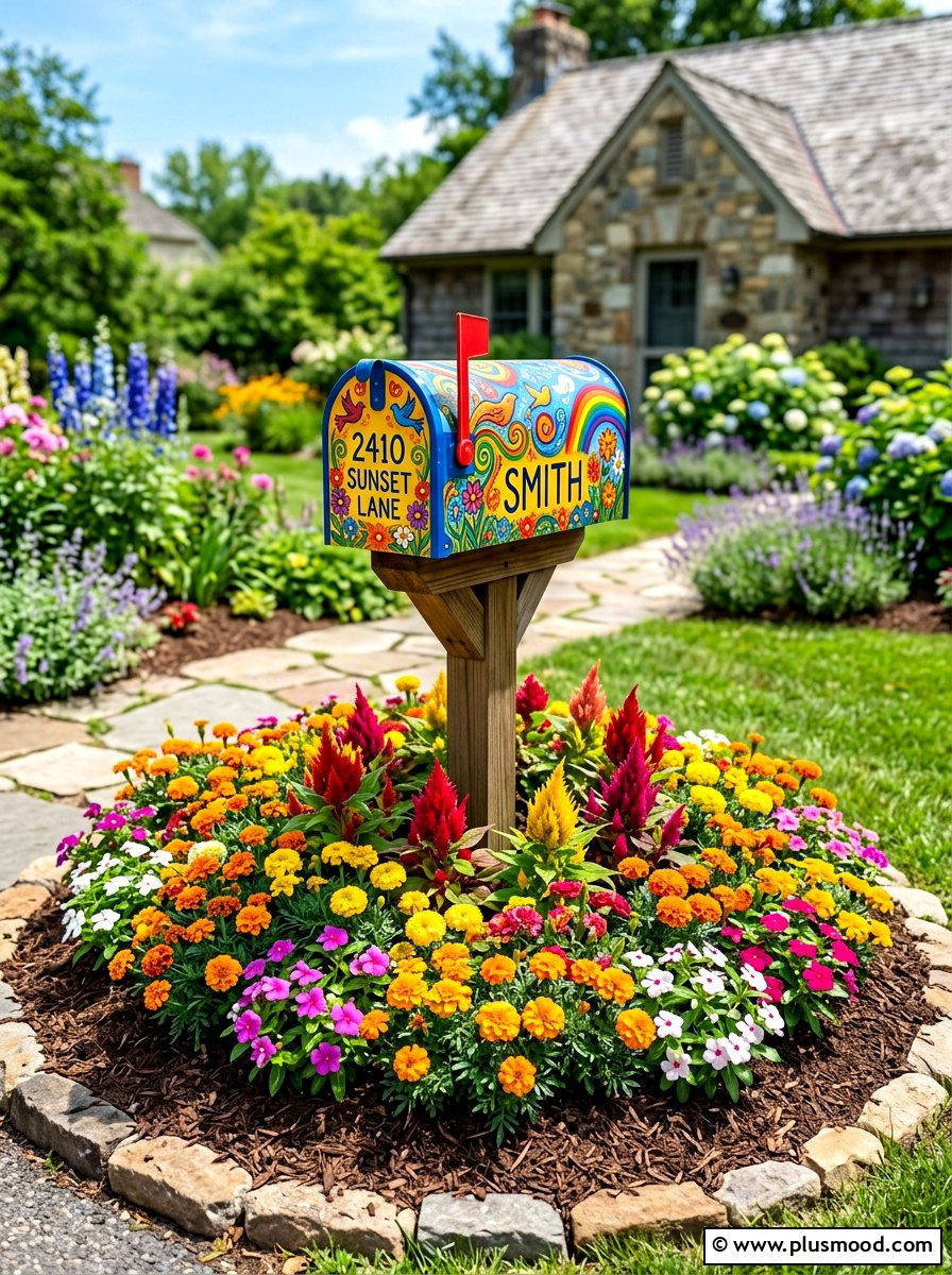 Colorful Annuals Mailbox - 25 summer mailbox planter ideas