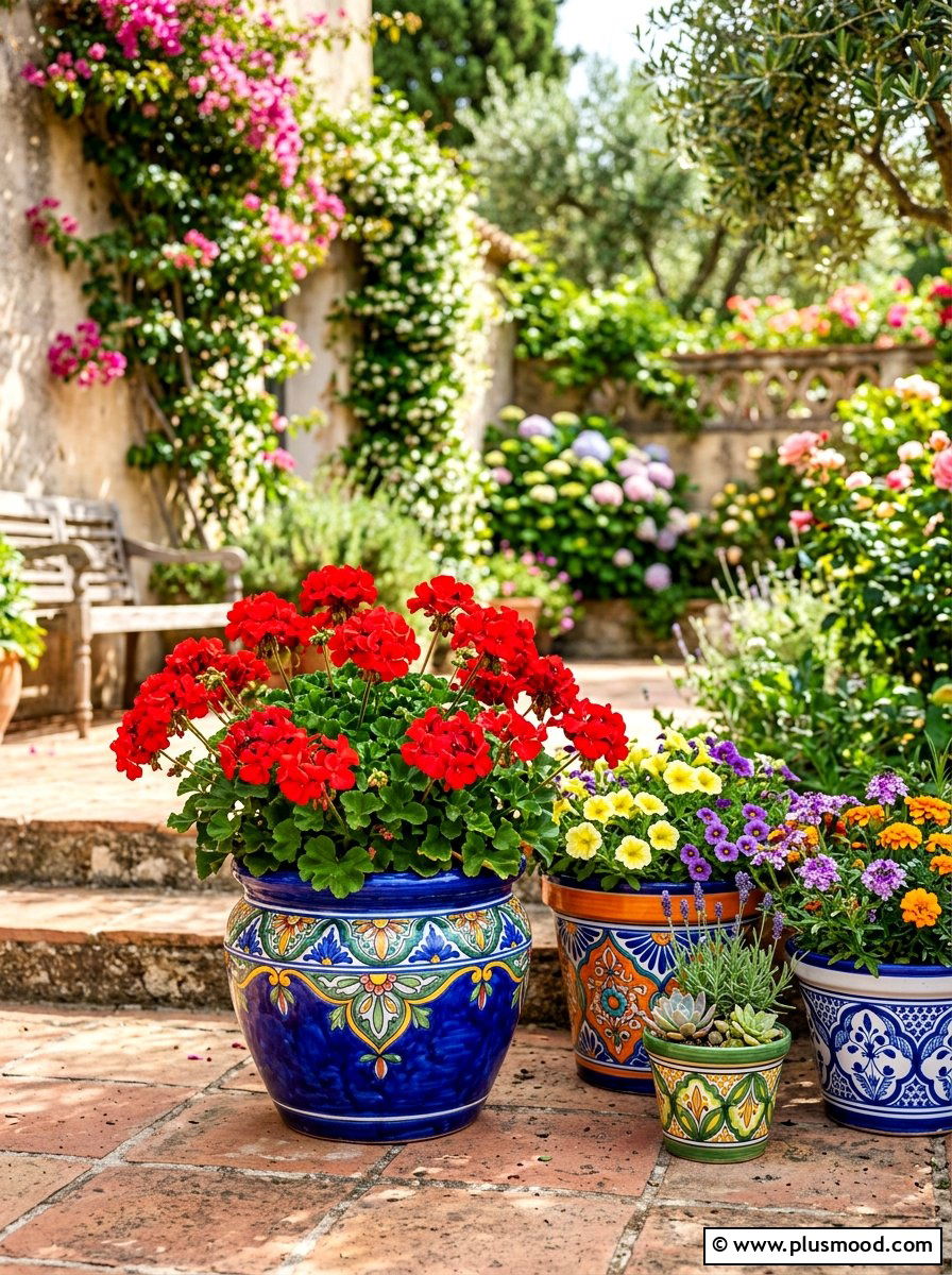 Colorful Ceramic Container - 25 summer deck planter ideas