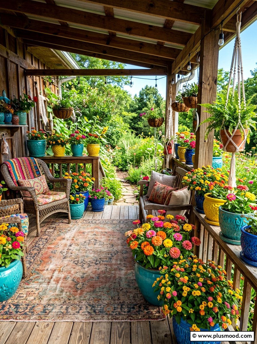 Colorful Ceramic Flower Pot - 25 summer curb appeal planter ideas