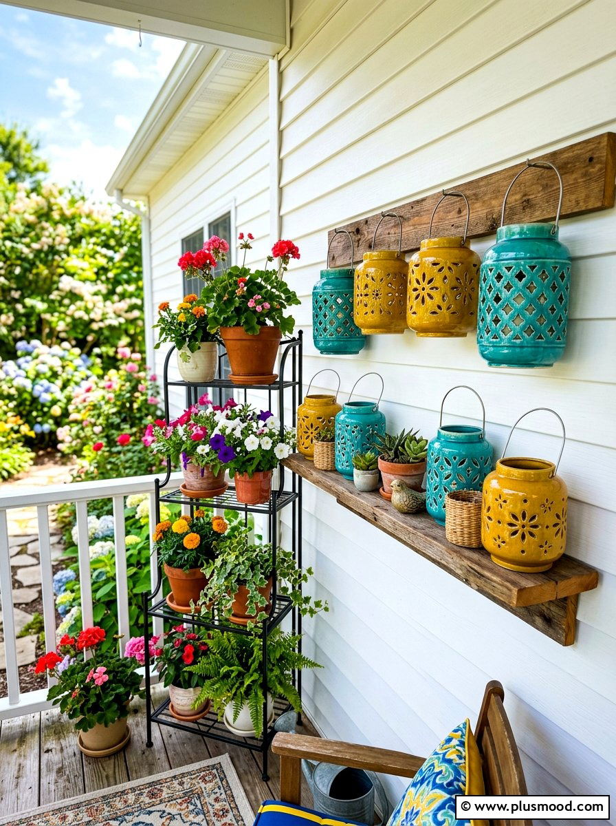 Colorful Ceramic Lantern - 25 summer front porch lantern ideas