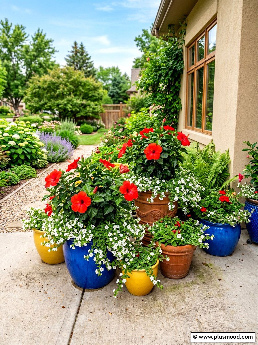 Colorful Container Garden - 25 summer side yard garden ideas