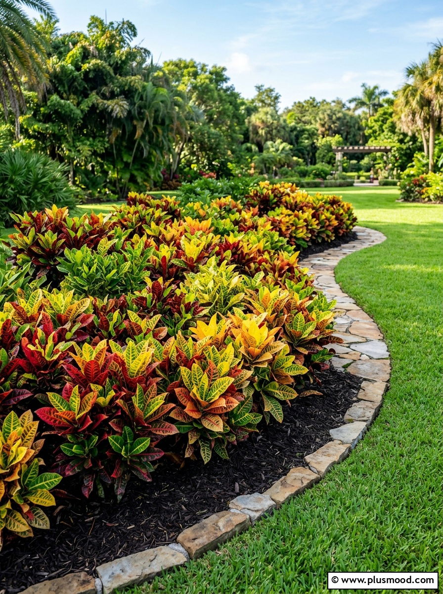 Colorful Croton Plant Landscaping - 25 outdoor garden decor ideas with tropical plants