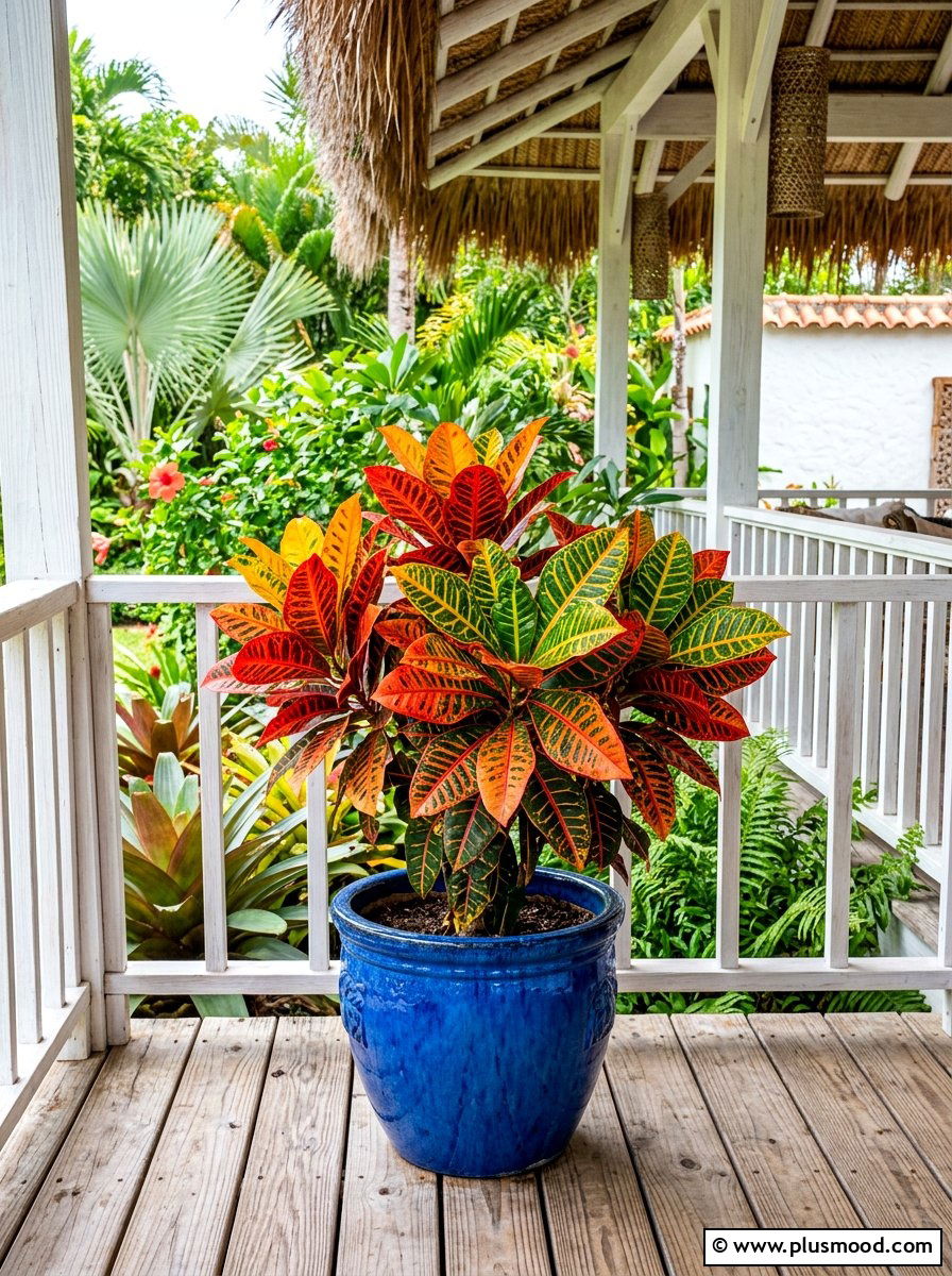 Colorful Croton Planter - 25 late summer porch planter ideas