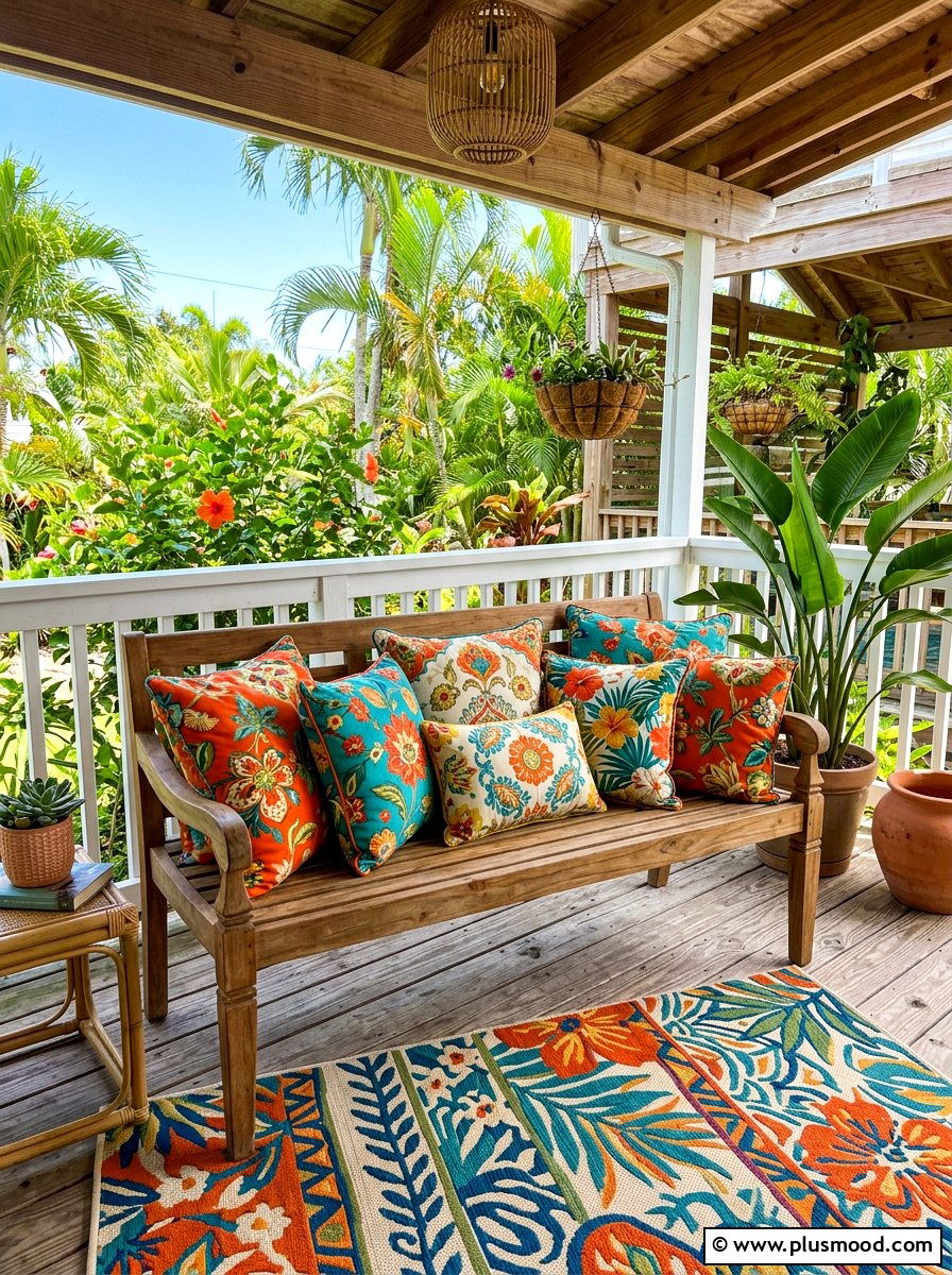 Colorful Cushion Porch - 25 summer porch ideas for small spaces