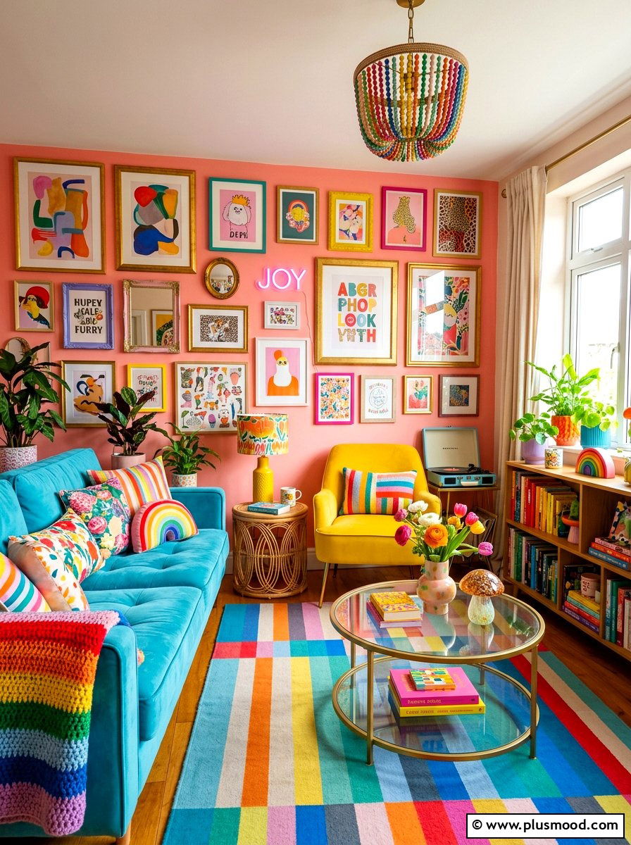 Colorful Dopamine Living Room - 25 bright summer living room ideas