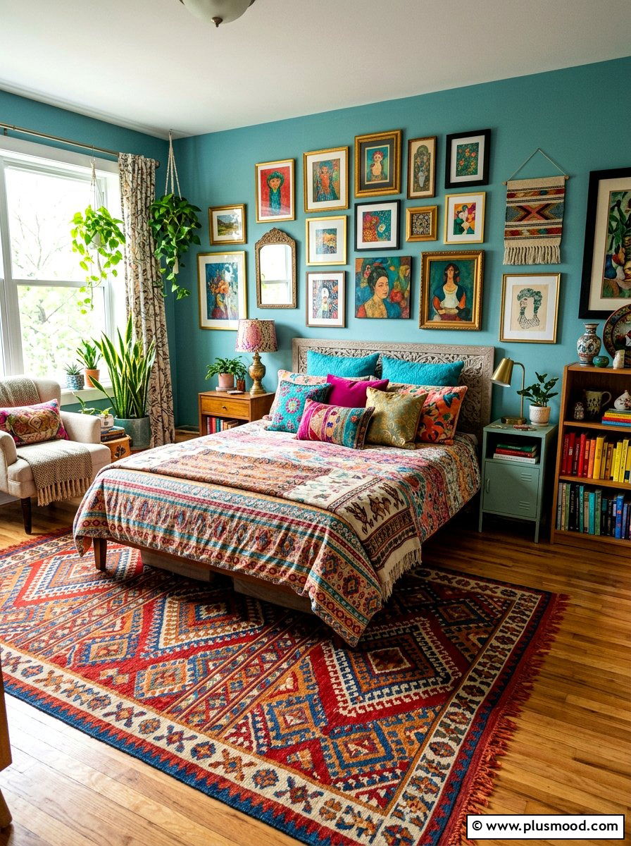 Colorful Eclectic Bedroom - 25 summer apartment bedroom ideas
