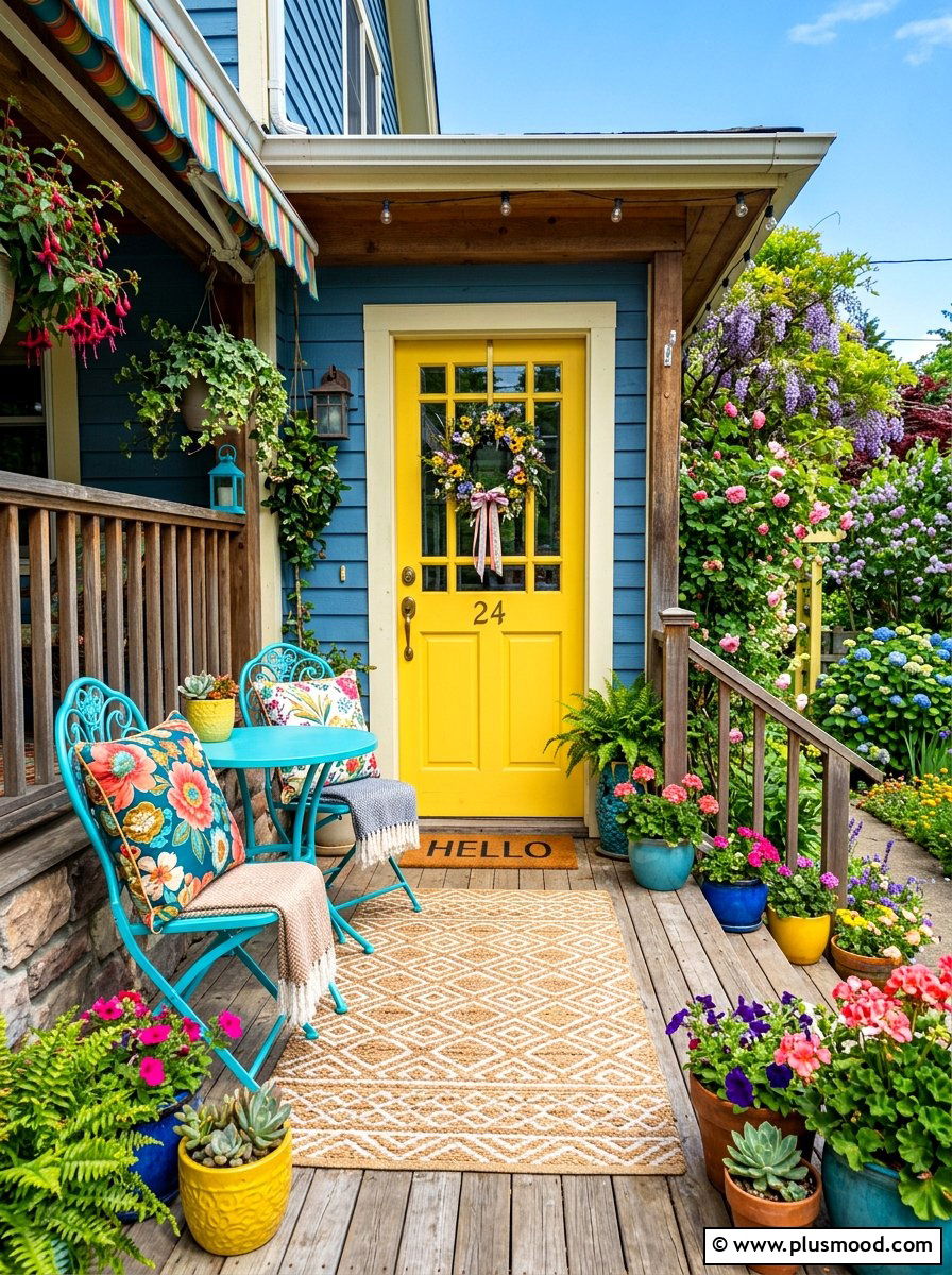 Colorful Eclectic Front Porch - 25 summer front porch refresh ideas