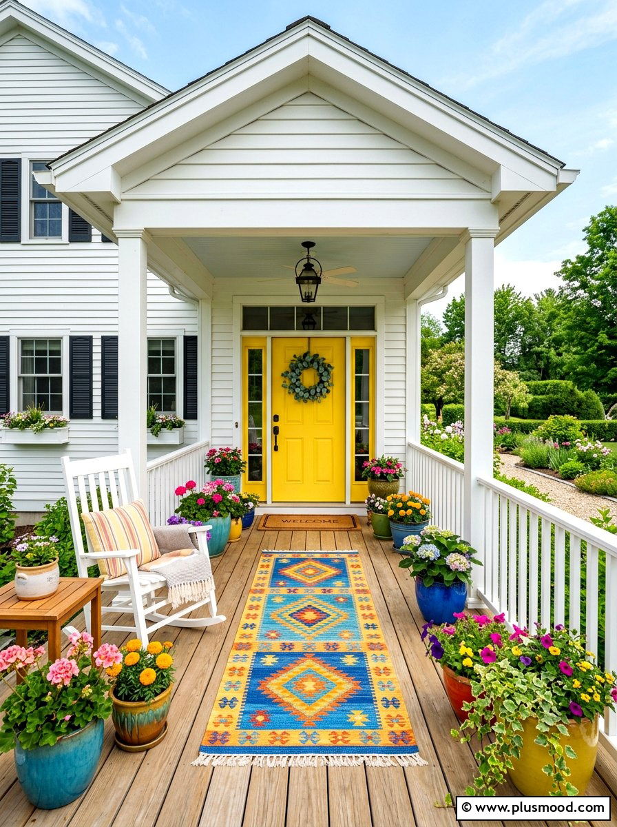 Colorful Farmhouse Front Porch - 25 summer farmhouse front porch ideas