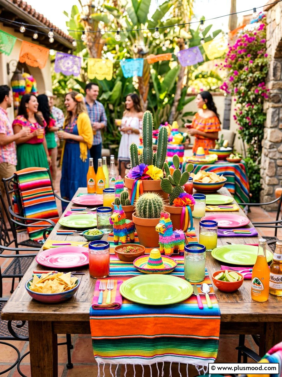 Colorful Fiesta Party Table - 25 summer place setting ideas for summer