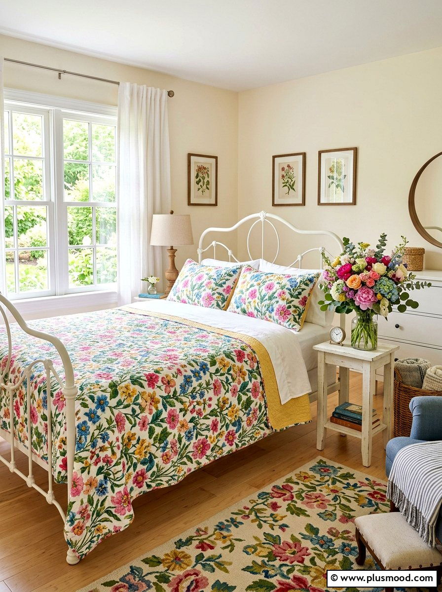 Colorful Floral Guest Bedroom - 25 summer decorating ideas for small homes