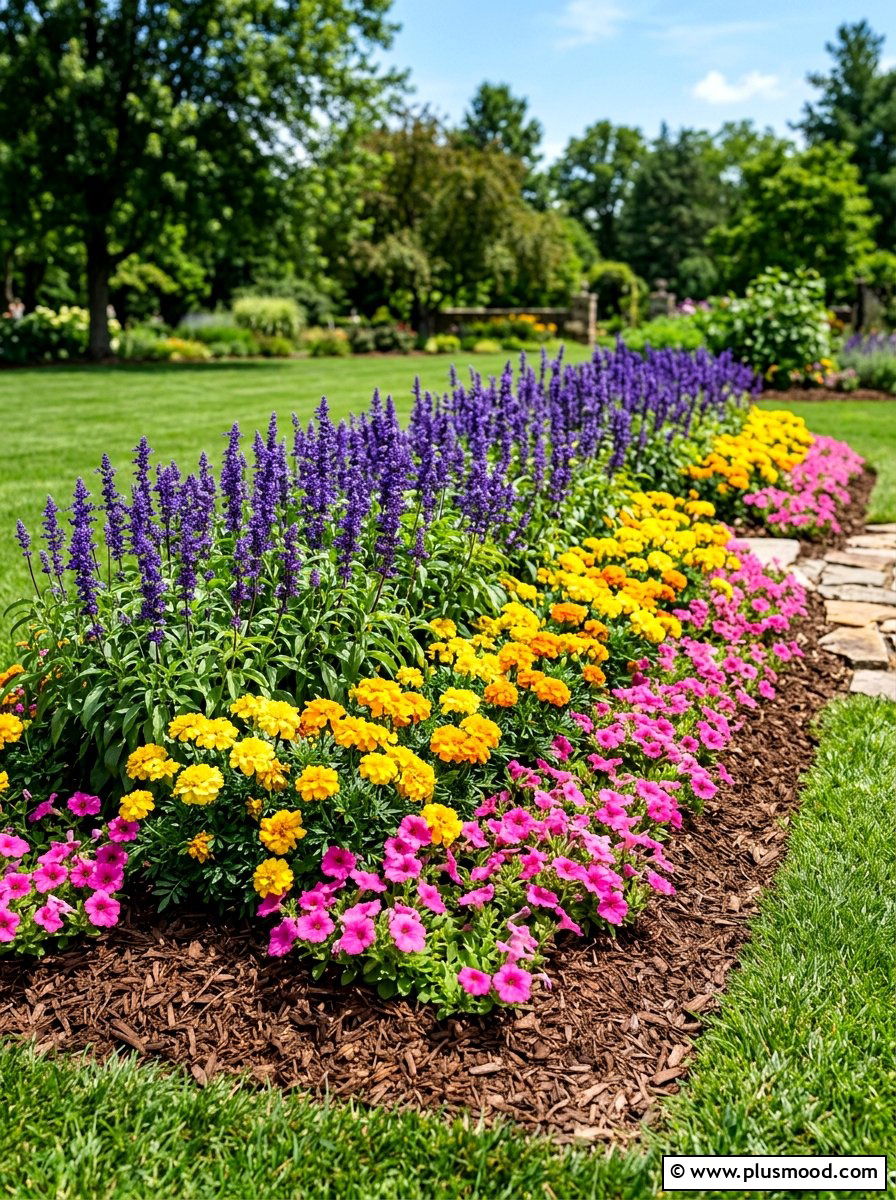 Colorful Flower Bed - 25 summer front yard curb appeal ideas