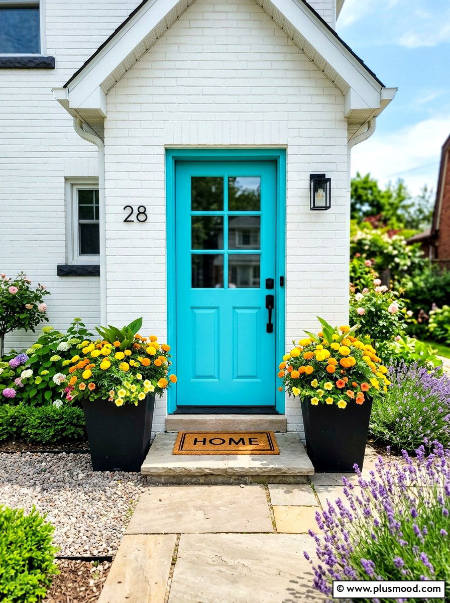 Colorful Front Door - 25 last days of summer decor ideas