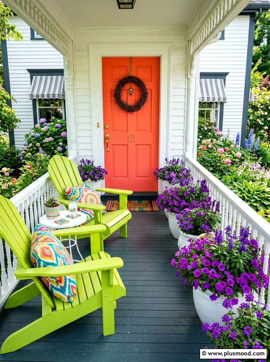 Colorful Front Porch - 25 cute summer porch decor ideas