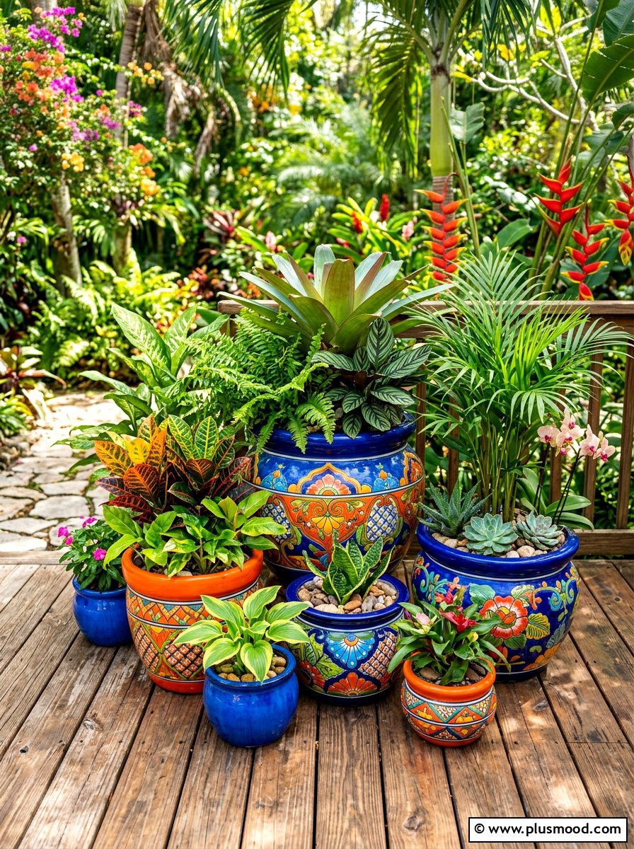 Colorful Garden Pottery - 25 summer small garden ideas