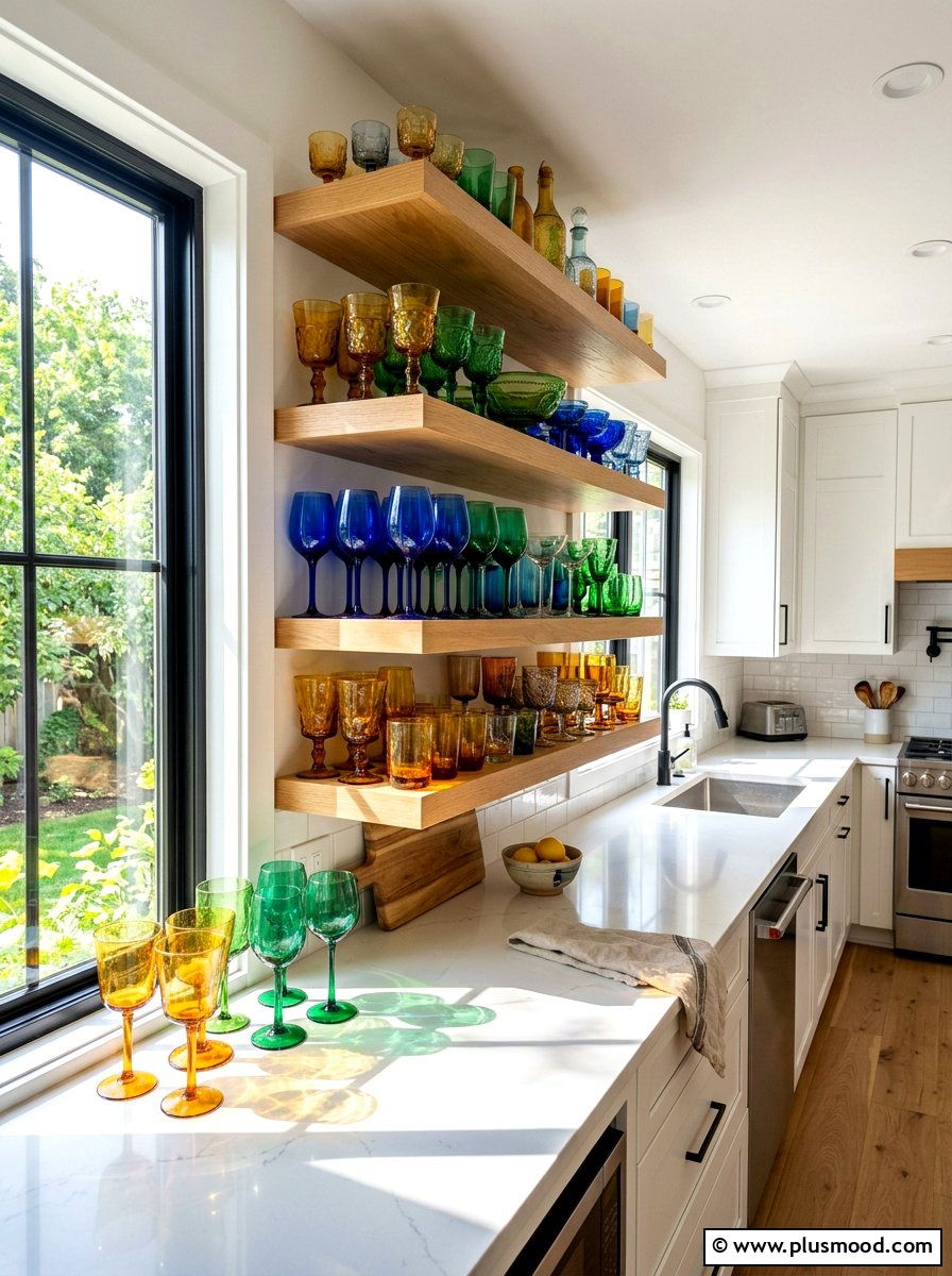 Colorful Glassware Kitchen - 25 summer kitchen styling ideas