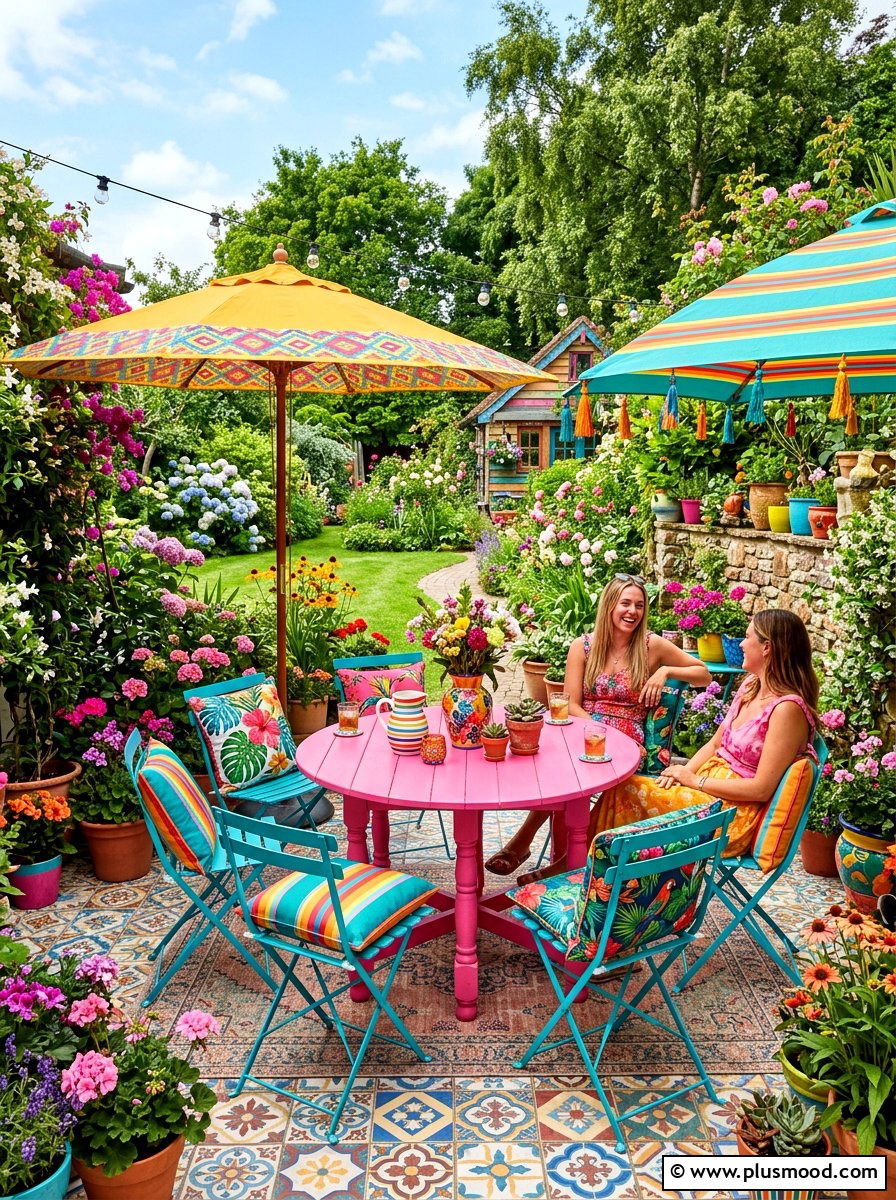 Colorful Maximalist Patio Furniture - 25 summer backyard patio ideas