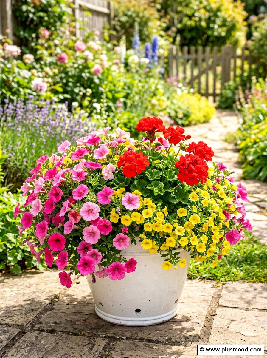 Colorful Mixed Flower Pot - 25 summer large planter ideas