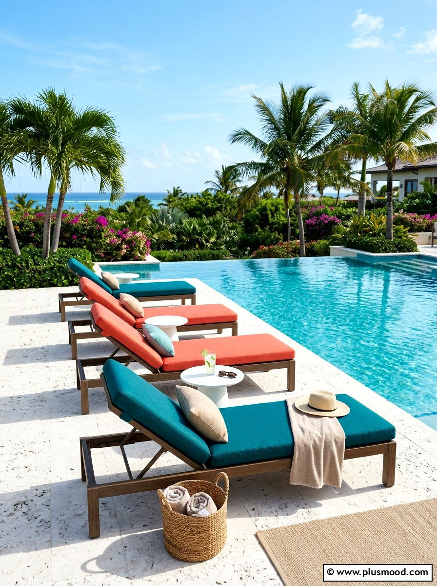 Colorful Outdoor Furniture For Pool - 25 pool landscaping ideas with tropical theme