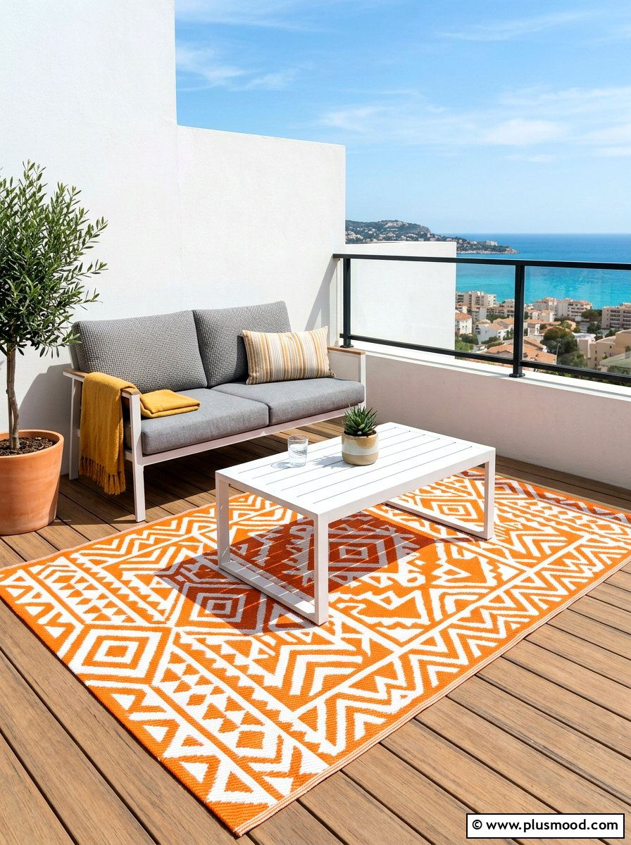 Colorful Outdoor Rug - 25 summer city balcony summer decor ideas